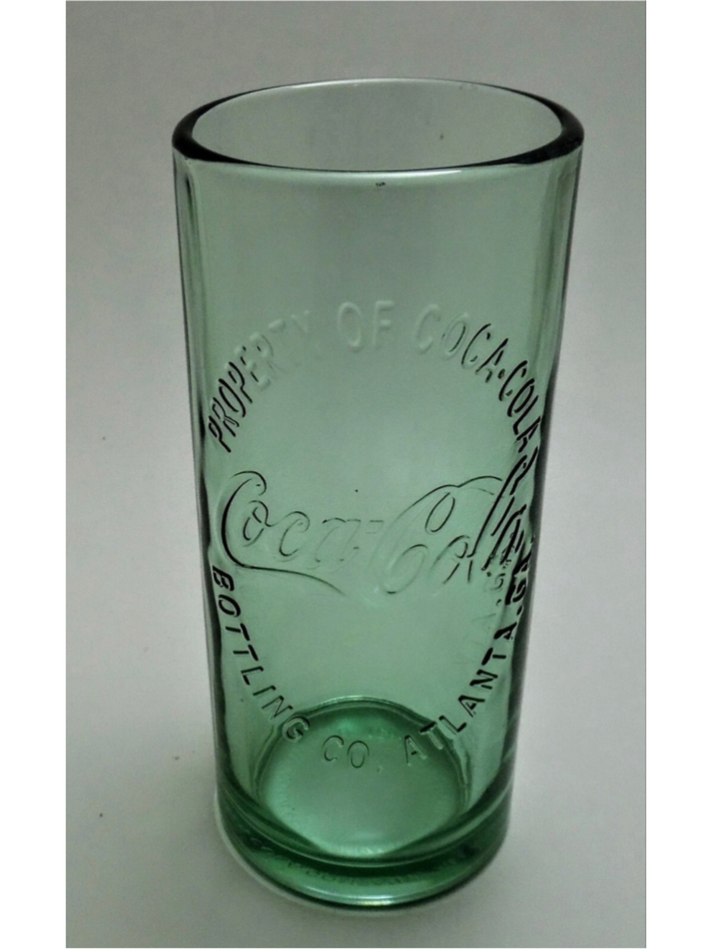 2009 Property Of Coca Cola Bottling Atlanta Ga 16oz Heavy Green Glass Tumbler
